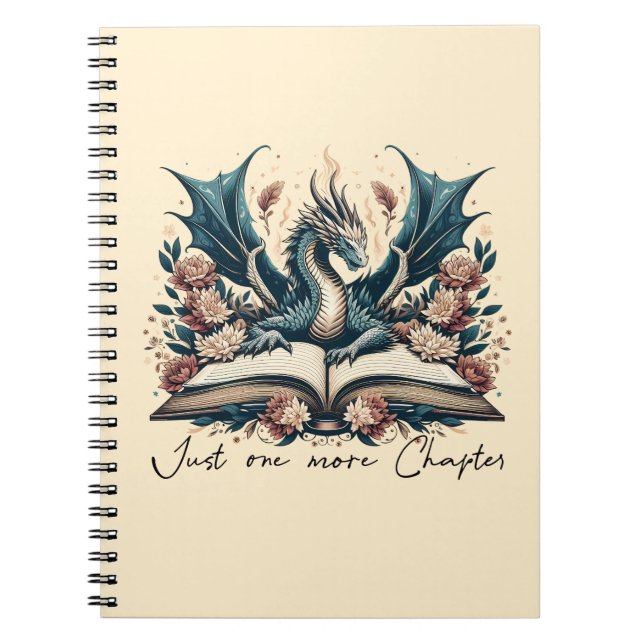 Blommigt Fantasy Bok Dragon Bara ett kapitel till Anteckningsbok (Framsidan)