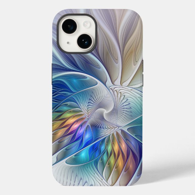 Blommigt Fantasy, färglös Abstrakt Fractal Flower (Baksida)