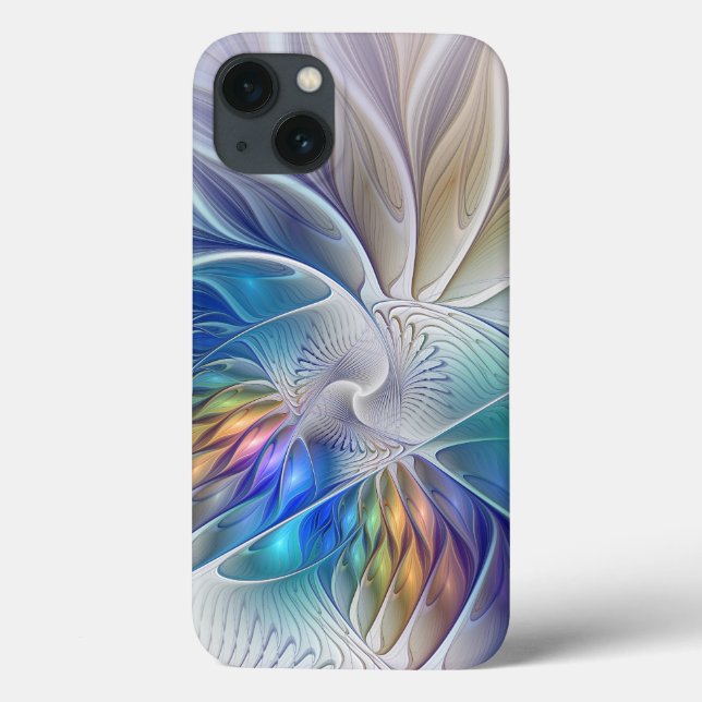 Blommigt Fantasy, färglös Abstrakt Fractal Flower (Baksida)