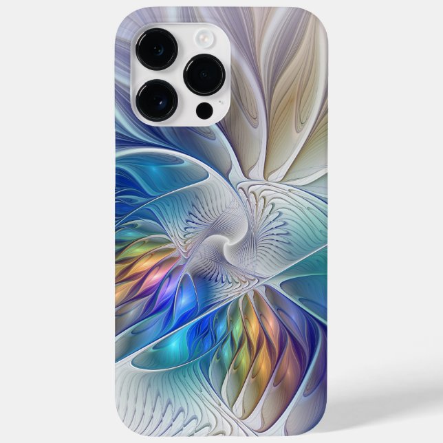 Blommigt Fantasy, färglös Abstrakt Fractal Flower (Baksida)
