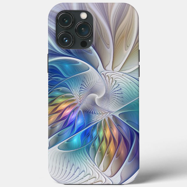 Blommigt Fantasy, färglös Abstrakt Fractal Flower (Baksida)
