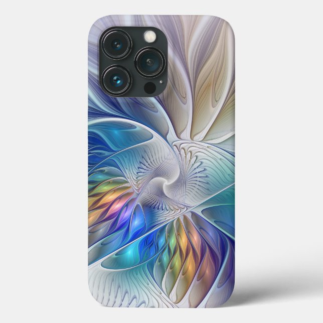 Blommigt Fantasy, färglös Abstrakt Fractal Flower (Baksida)