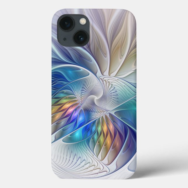 Blommigt Fantasy, färglös Abstrakt Fractal Flower (Baksida)