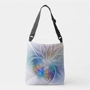Blommigt Fantasy, färglös Abstrakt Fractal Flower Axelväska
