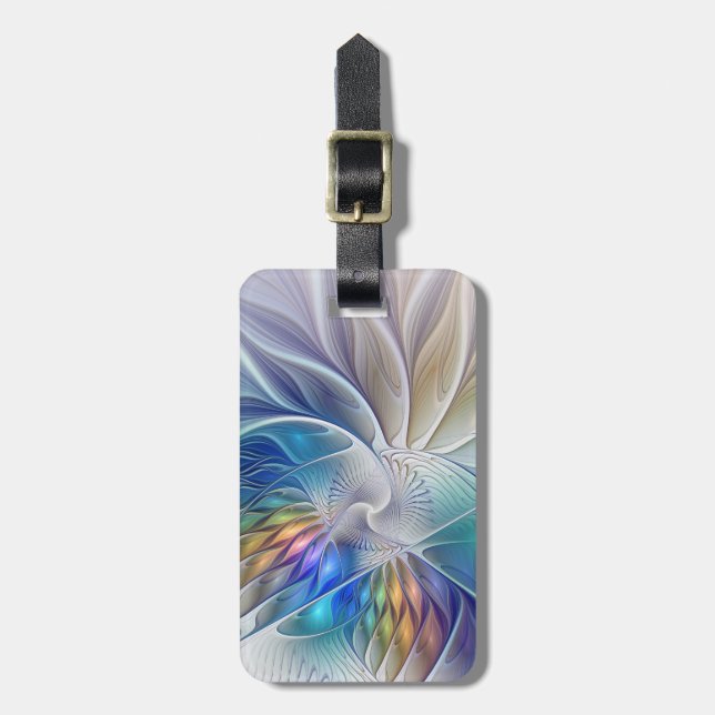 Blommigt Fantasy, färglös Abstrakt Fractal Flower Bagagebricka (Vertikal Framsida)