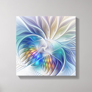 Blommigt Fantasy, färglös Abstrakt Fractal Flower Canvastryck
