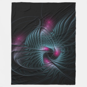 Blommigt Fantasy, färglös Abstrakt Fractal Flower. Fleecefilt