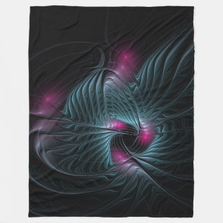 Blommigt Fantasy, färglös Abstrakt Fractal Flower. Fleecefilt