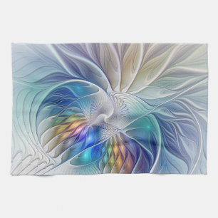 Blommigt Fantasy, färglös Abstrakt Fractal Flower Kökshandduk