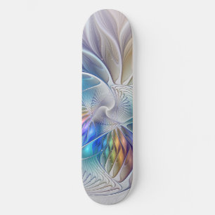 Blommigt Fantasy, färglös Abstrakt Fractal Flower Mini Skateboard Bräda 18,7 Cm