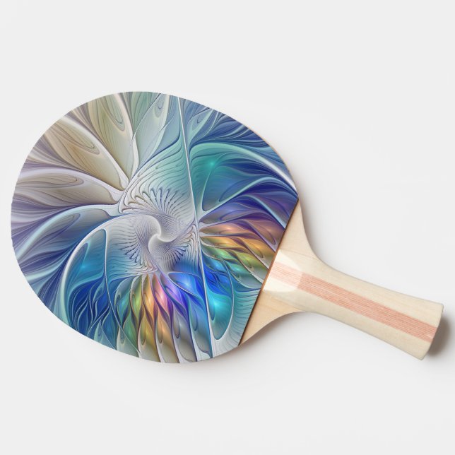 Blommigt Fantasy, färglös Abstrakt Fractal Flower Pingisracket (Sidan)