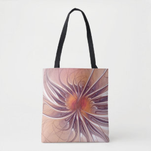 Blommigt Fantasy, färglös Abstrakt Fractal Flower. Tygkasse