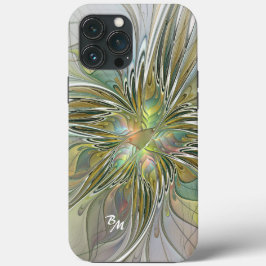 Blommigt Fantasy Fractal Flower med Guld Initialer
