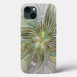 Blommigt Fantasy Fractal Flower med Guld Initialer