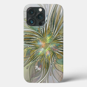 Blommigt Fantasy Fractal Flower med Guld Initialer