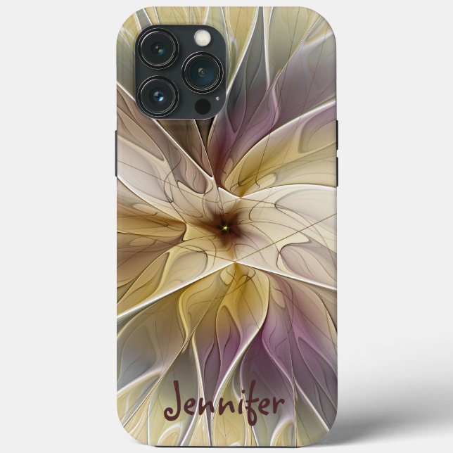 Blommigt Fantasy Guld Eggplant Abstrakt Art Namn (Baksida)