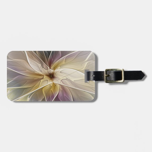 Blommigt Fantasy Guld Eggplant Abstrakt Fractal Ar Bagagebricka (Horisontell Framsida)