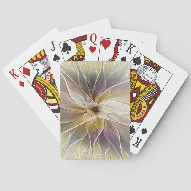 Blommigt Fantasy Guld Eggplant Abstrakt Fractal Ar Casinokort (Baksidan)