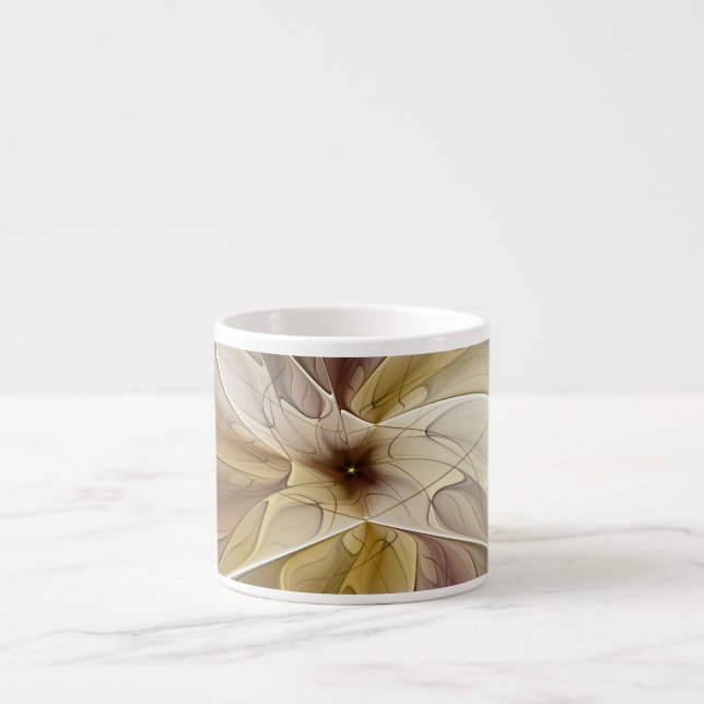 Blommigt Fantasy Guld Eggplant Abstrakt Fractal Ar Espressomugg (Framsidan)