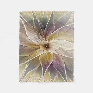 Blommigt Fantasy Guld Eggplant Abstrakt Fractal Ar Fleecefilt