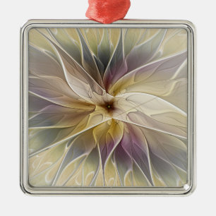Blommigt Fantasy Guld Eggplant Abstrakt Fractal Ar Julgransprydnad Metall