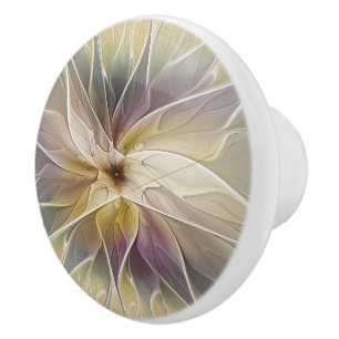 Blommigt Fantasy Guld Eggplant Abstrakt Fractal Ar Knopp