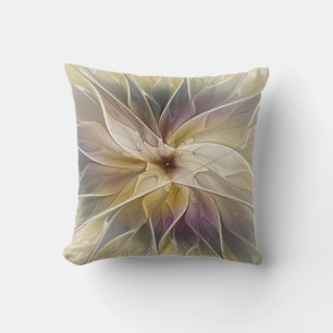 Blommigt Fantasy Guld Eggplant Abstrakt Fractal Ar Kudde