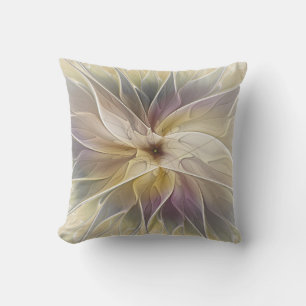 Blommigt Fantasy Guld Eggplant Abstrakt Fractal Ar Kudde
