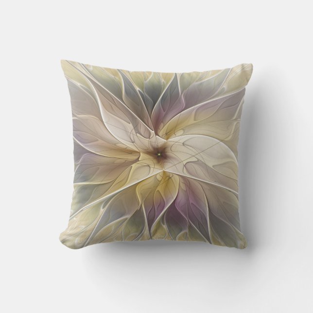 Blommigt Fantasy Guld Eggplant Abstrakt Fractal Ar Kudde (Framsida)