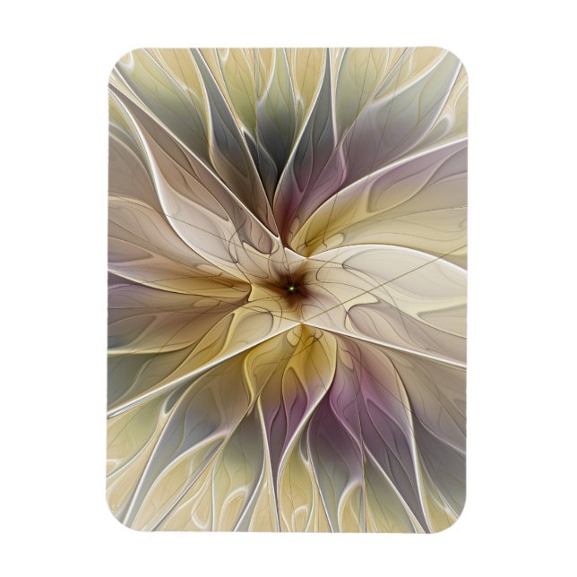 Blommigt Fantasy Guld Eggplant Abstrakt Fractal Ar Magnet (Vertikal)