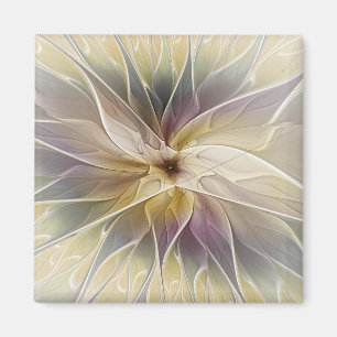 Blommigt Fantasy Guld Eggplant Abstrakt Fractal Ar Magnet