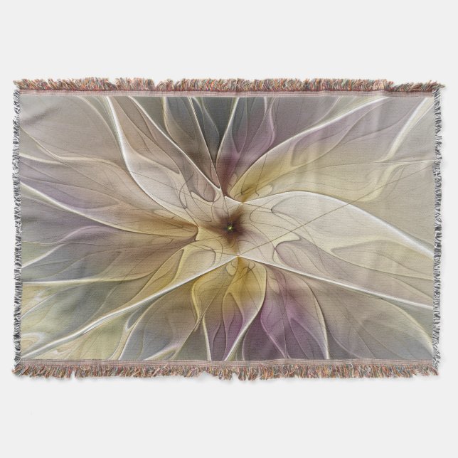 Blommigt Fantasy Guld Eggplant Abstrakt Fractal Ar Mysfilt (Framsidan)
