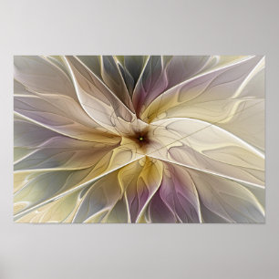 Blommigt Fantasy Guld Eggplant Abstrakt Fractal Ar Poster