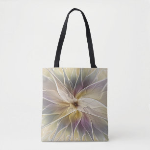 Blommigt Fantasy Guld Eggplant Abstrakt Fractal Ar Tygkasse