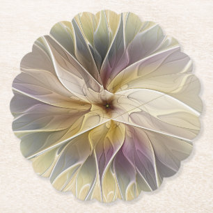 Blommigt Fantasy Guld Eggplant Abstrakt Fractal Ar Underlägg Papper