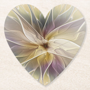 Blommigt Fantasy Guld Eggplant Abstrakt Fractal Ar Underlägg Papper