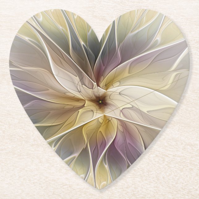 Blommigt Fantasy Guld Eggplant Abstrakt Fractal Ar Underlägg Papper (Framsida)