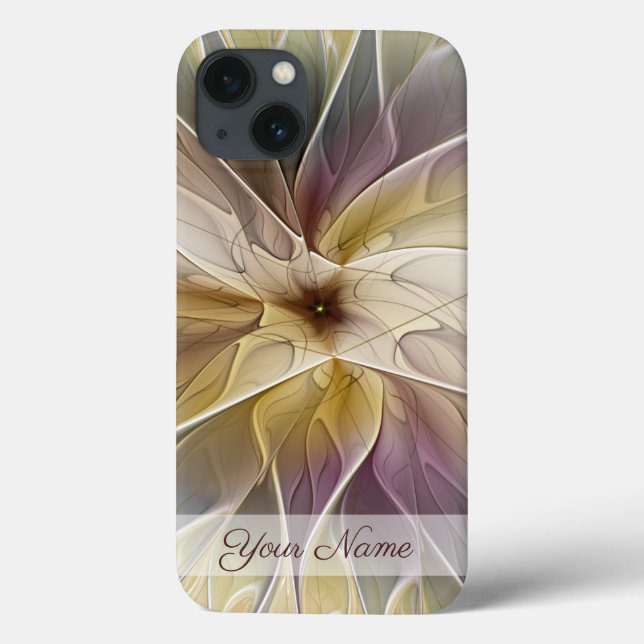 Blommigt Fantasy Guld Eggplant Fractal Art Namn (Baksida)