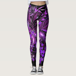 Blommigt Fantasy Lila Leggings