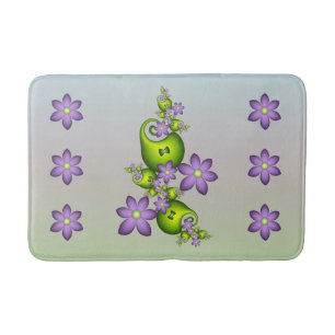 Blommigt Fantasy Lilac Flowers Grönt Shapes Fracta Badrumsmatta