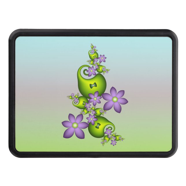 Blommigt Fantasy Lilac Flowers Grönt Shapes Fracta Dragkroksskydd (Framsidan)