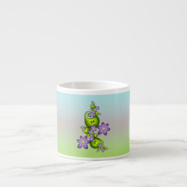 Blommigt Fantasy Lilac Flowers Grönt Shapes Fracta Espressomugg