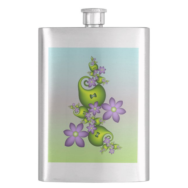 Blommigt Fantasy Lilac Flowers Grönt Shapes Fracta Fickplunta (Framsidan)