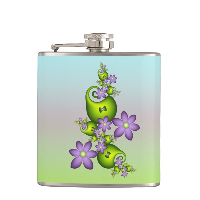 Blommigt Fantasy Lilac Flowers Grönt Shapes Fracta Fickplunta (Framsidan)