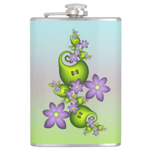 Blommigt Fantasy Lilac Flowers Grönt Shapes Fracta Fickplunta