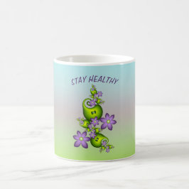 Blommigt Fantasy Lilac Flowers Grönt Shapes Fracta Kaffemugg