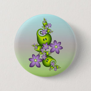 Blommigt Fantasy Lilac Flowers Grönt Shapes Fracta Knapp