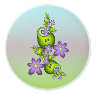 Blommigt Fantasy Lilac Flowers Grönt Shapes Fracta Knopp