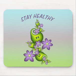 Blommigt Fantasy Lilac Flowers Grönt Shapes Fracta Musmatta