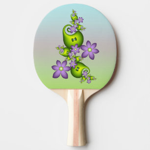 Blommigt Fantasy Lilac Flowers Grönt Shapes Fracta Pingisracket